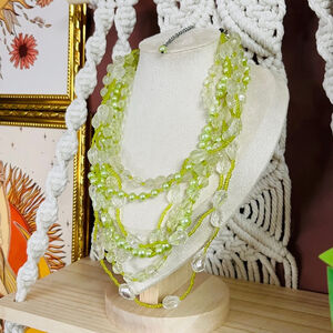Lime Green Layered Beaded Necklace Multi Layer Vintage Style‎ Jewelry Colorful